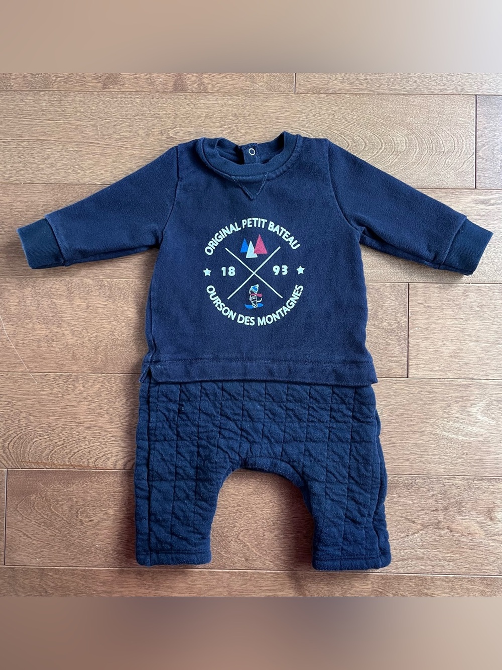 2/$10 PETIT BATEAU Baby boy jumpsuit 6m